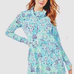 Lilly Pulitzer Long Sleeve Athletic Dress - Blue and Green Floral